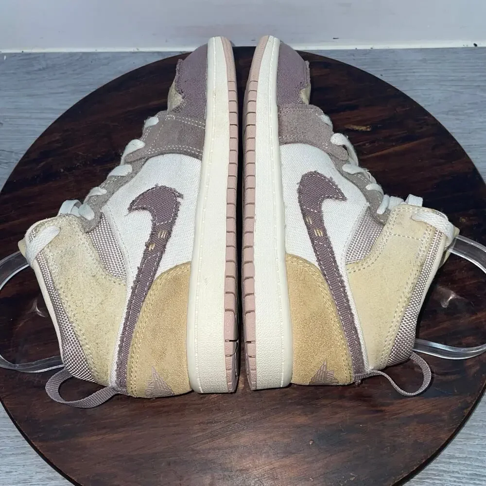 Nike Air Jordan 1 Mid SE Craft PS Kids Size 2Y Inside Out Taupe Shoes DZ4468-102